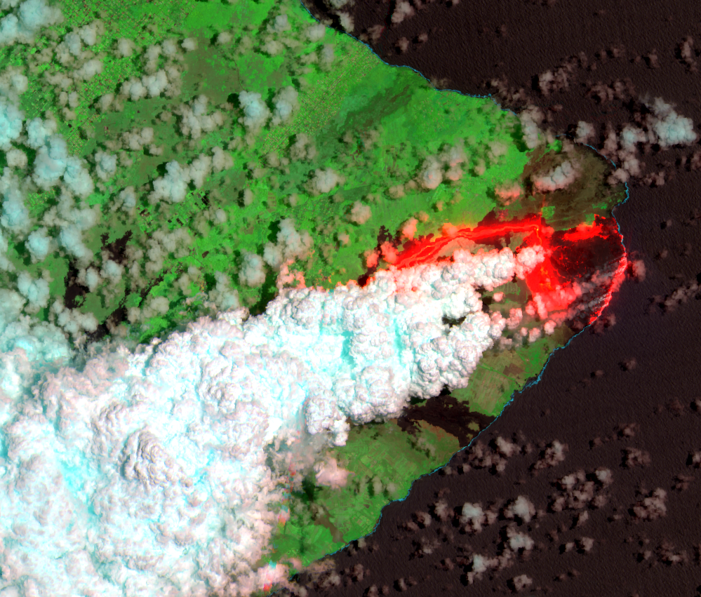 July 7, 2018, Sentinel-2A — 2018 lower East Rift Zone eruption, HI, USA