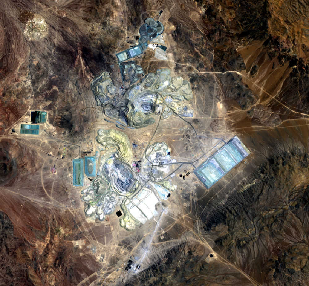 Nov. 1, 2017, Landsat 8 (path/row 233/77) — Open pits at Escondida Mine, Chile