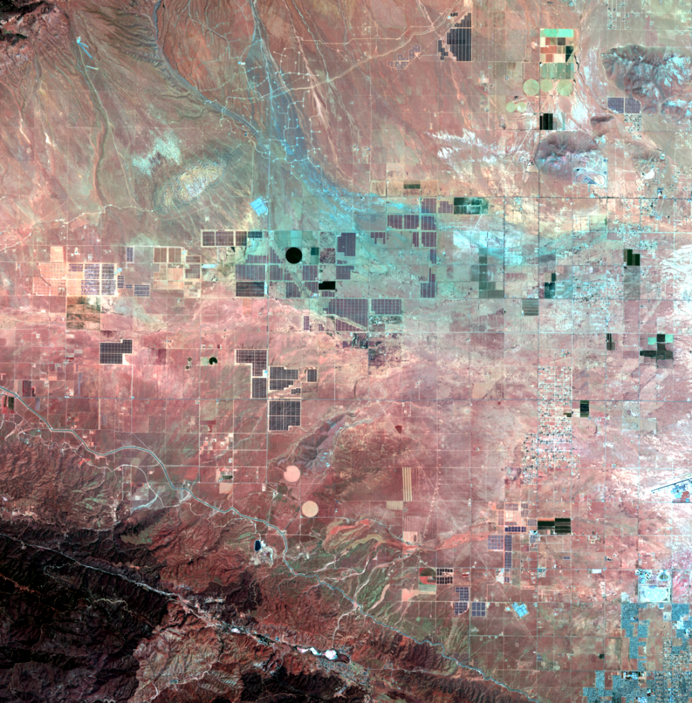 June 22, 2016, Landsat 8 (path/row 41/36) — Solar farms, Antelope Valley, California, USA