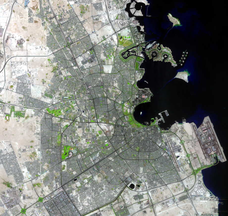 Sep. 10, 2019, Landsat 8 (path/row 163/42) — urban growth of Doha, Qatar