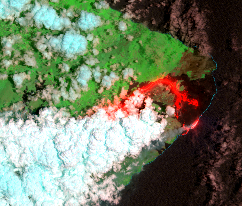 Aug. 1, 2018, Sentinel-2B — 2018 lower East Rift Zone eruption, HI, USA