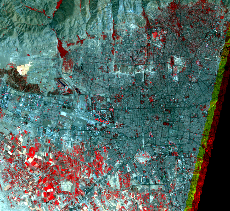Aug. 2, 2000, Landsat 7 (path/row 165/35) — Tehran, Iran