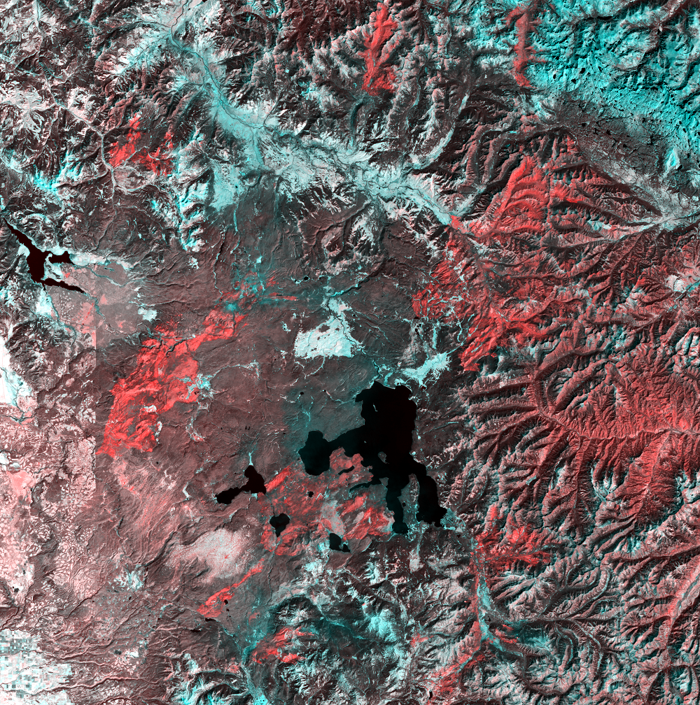Aug. 23, 1988, Landsat 5 (path/row 38/29) — Yellowstone National Park, USA (bands 6,5,5)
