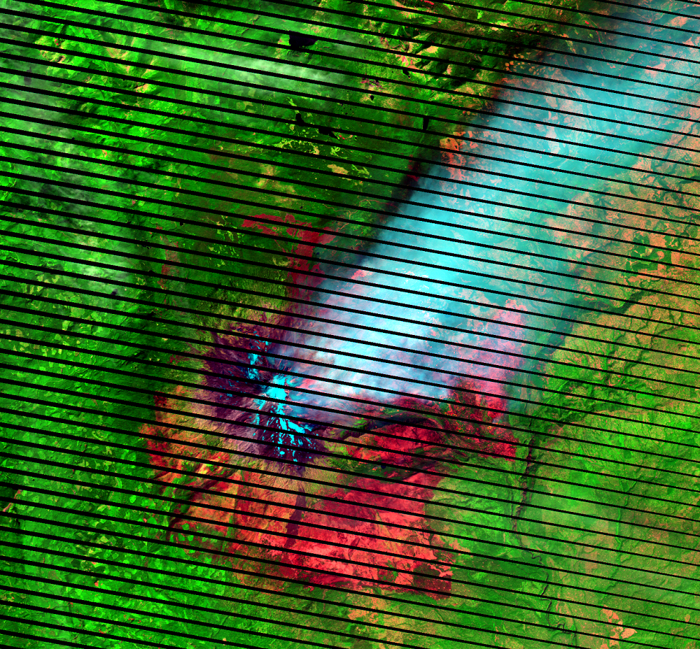Aug. 27, 2015, Landsat 7 (path/row 45/28) — Cougar Creek Fire, Mount Adams, WA, USA