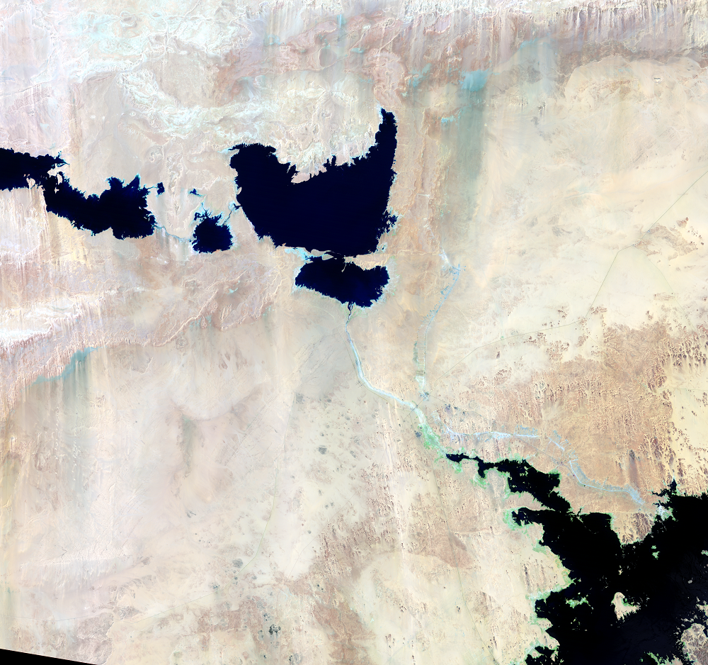 Aug. 6, 1999, Landsat 5 (path/row 175/44) — Formation of Toshka Lakes, Egypt