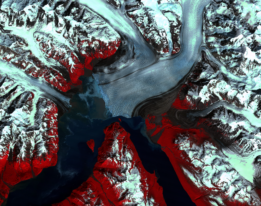 Aug. 7, 1985, Landsat 5 (path/row 62/18) — Hubbard Glacier, Alaska, USA