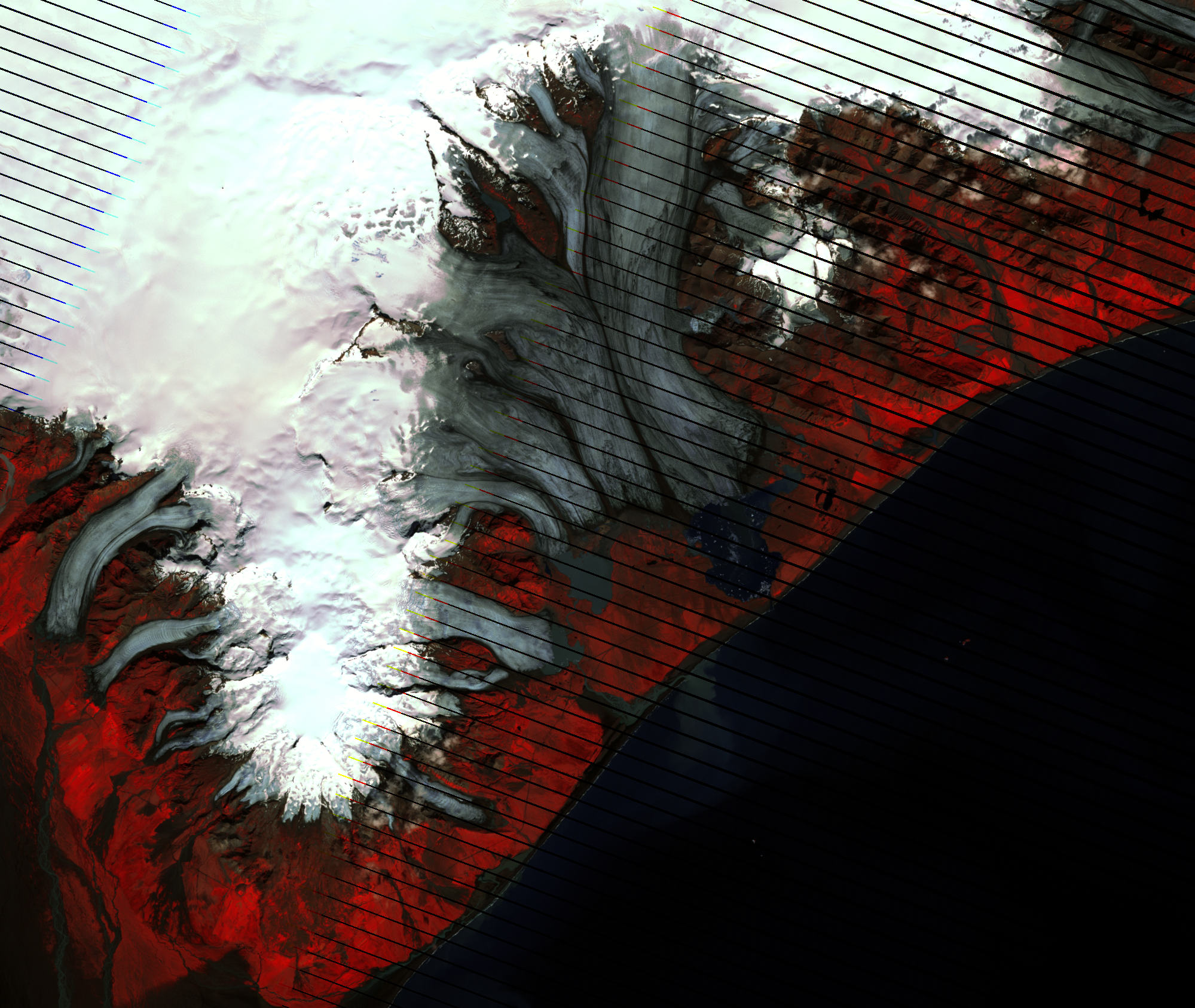 Aug. 7, 2006, Landsat 7 (path/row 217/15) — Breiðamerkurjökull, Iceland