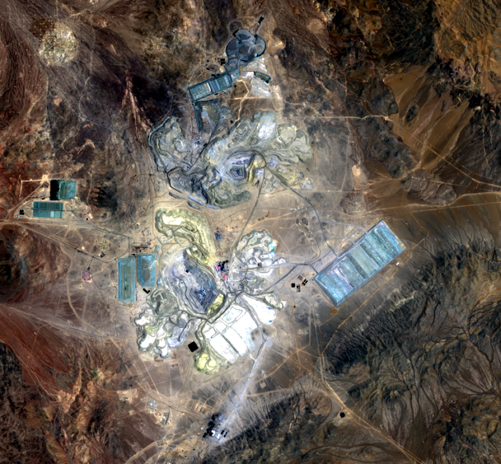 Nov. 20, 2018, Landsat 8 (path/row 233/77) — Open pits at Escondida Mine, Chile