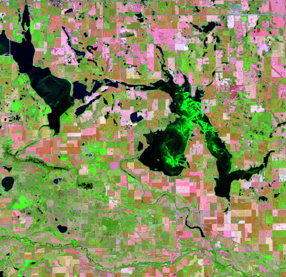 Sep. 10, 2018, Landsat 8 (path/row 31/27) — Stump Lake and Devils Lake, North Dakota, USA