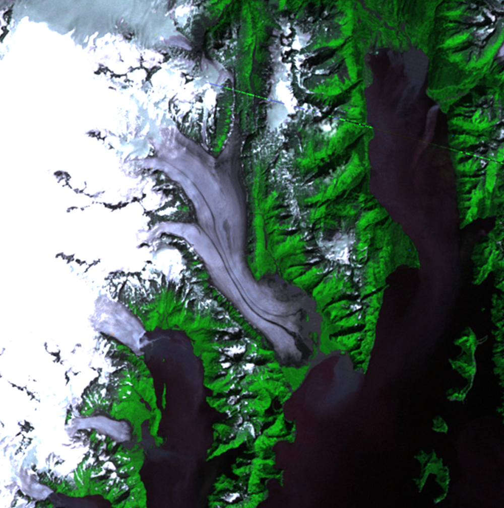 Aug. 10, 1976, Landsat 2 (path/row 74/18) — Bear Glacier, Alaska, USA