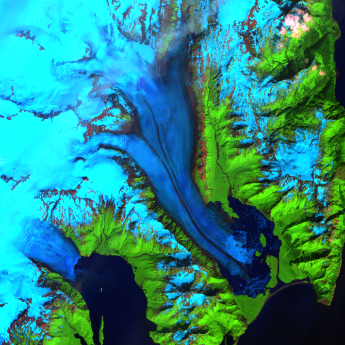 Aug. 5, 2001, Landsat 7 (path/row 68/18) — Bear Glacier, Alaska, USA