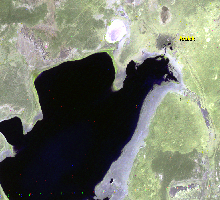 Sep. 1, 2, 3, 22, 1977, Landsat 2 (path/row 172–175/27–30) — Aralsk, Kazakhstan