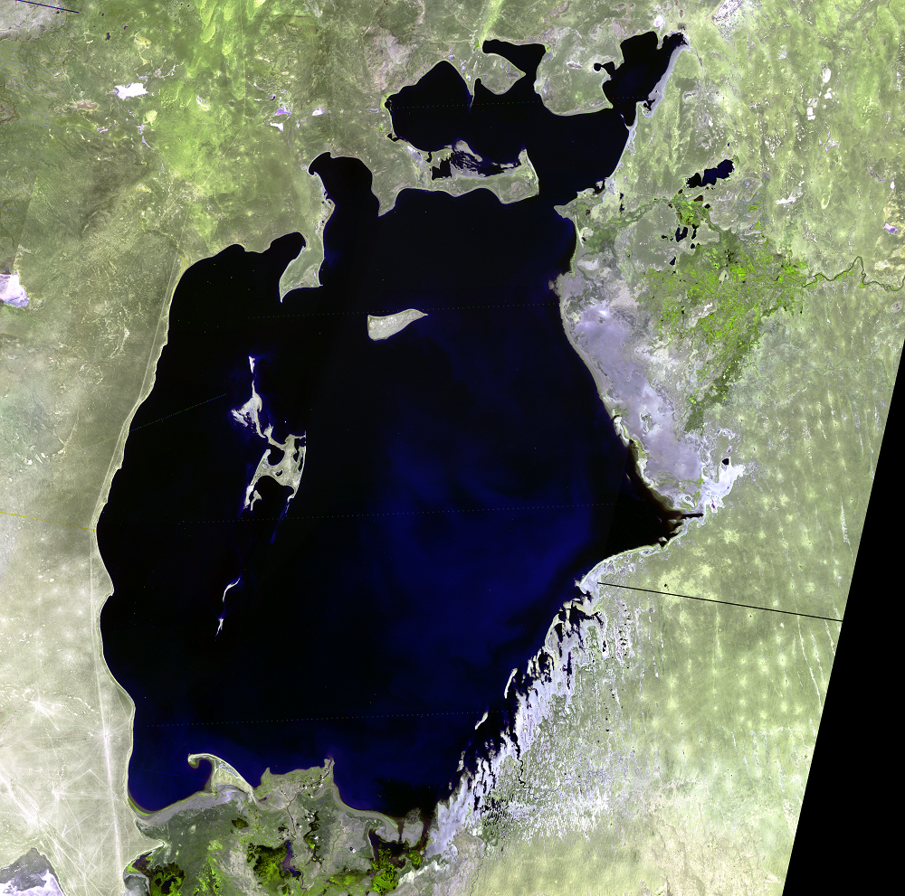 Sep. 1, 2, 3, 22, 1977, Landsat 2 (path/row 172–175/27–30) — Aral Sea