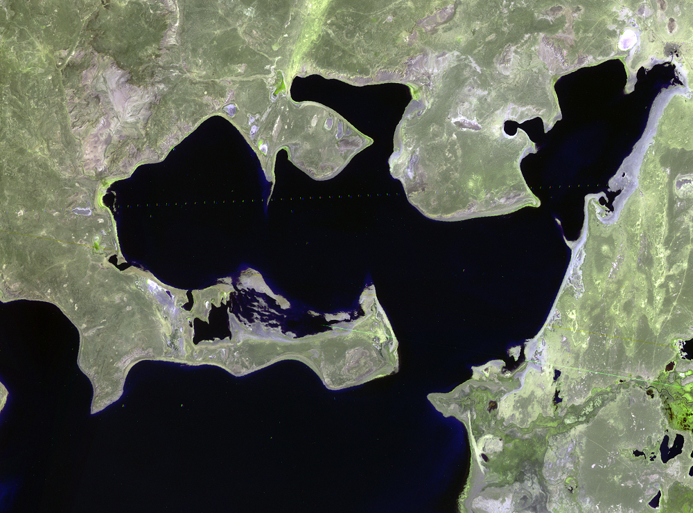 Sep. 1, 2, 3, 22, 1977, Landsat 2 (path/row 172–175/27–30) — North Aral Sea