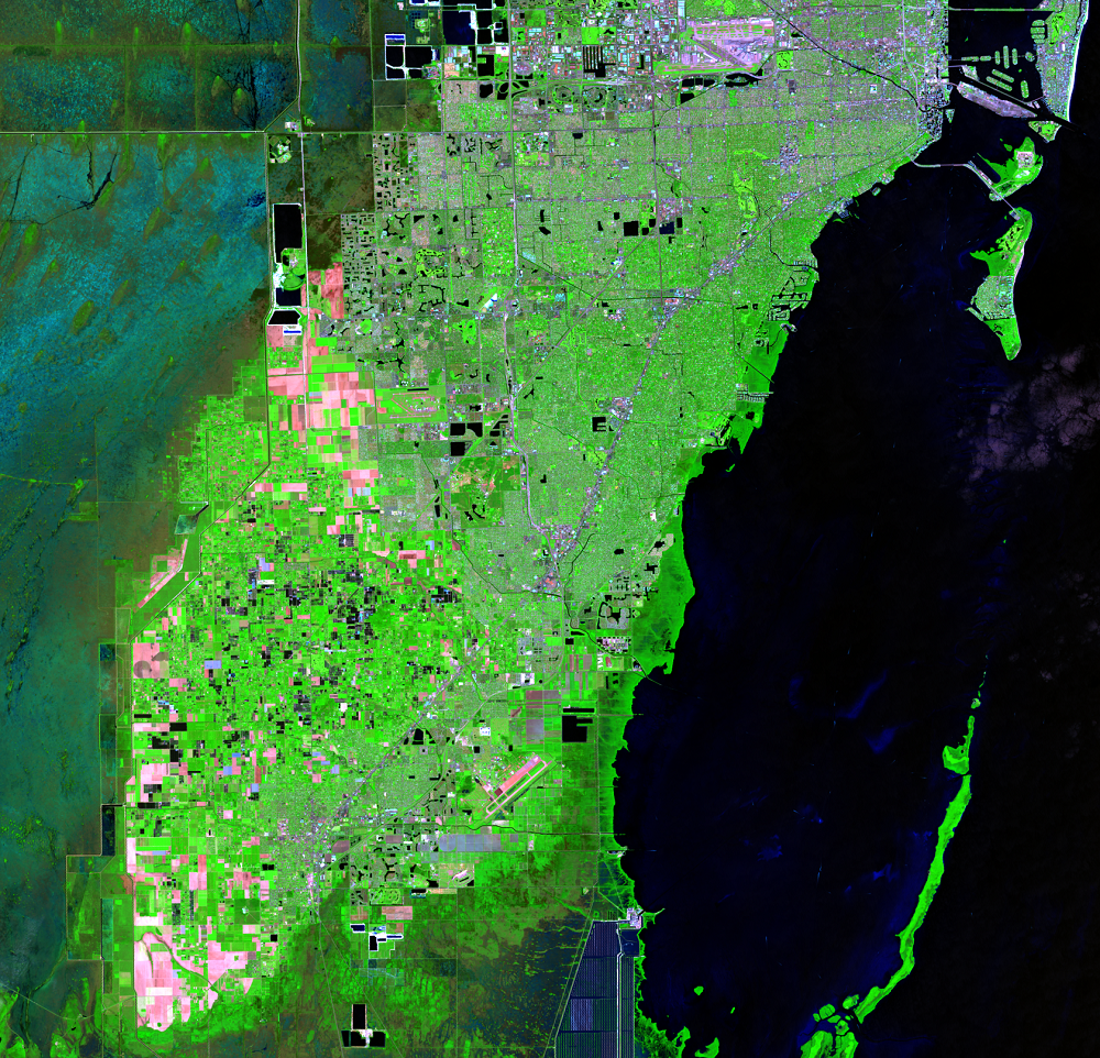 Oct. 22, 2016, Landsat 8 (path/row 15/42) — Miami and Homestead, Florida, USA