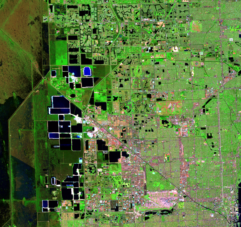 Nov. 10, 2011, Landsat 5 (path/row 15/42) — Limestone mining near Miami, Florida, USA