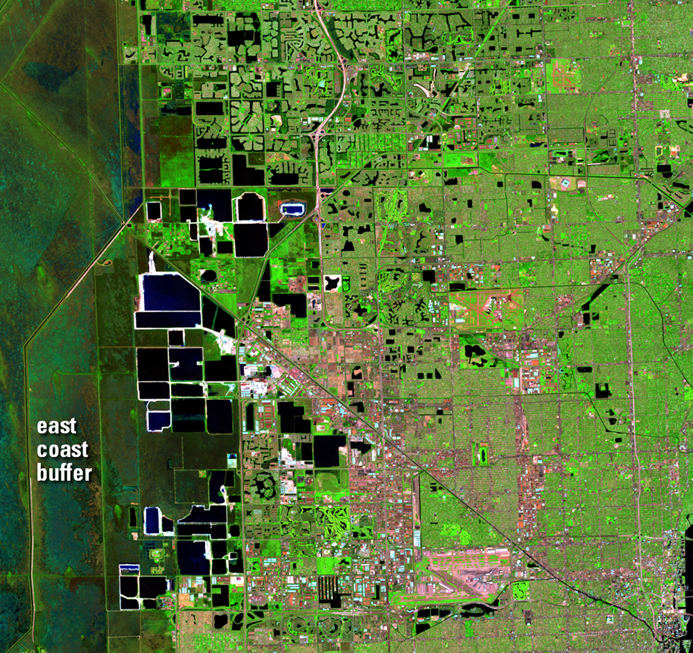 Oct. 22, 2016, Landsat 8 (path/row 15/42) — Limestone mining near Miami, Florida, USA