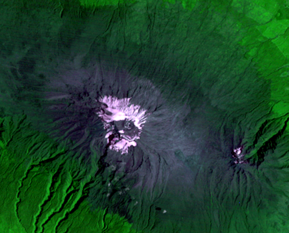 Jan. 24, 1976, Landsat 2 (path/row 180/62) — Glaciers on top of Mount Kilimanjaro, Tanzania