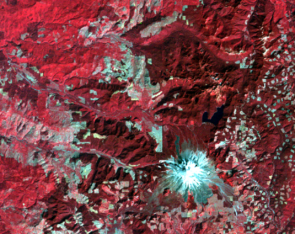 Sept. 15, 1973, Landsat 1 (path/row 49/28) — Mount St. Helens close up