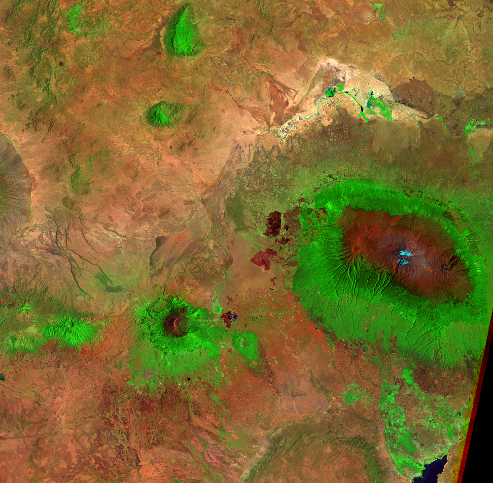 Feb. 21, 2000, Landsat 7 (path/row 168/62) — Mount Kilimanjaro, Tanzania