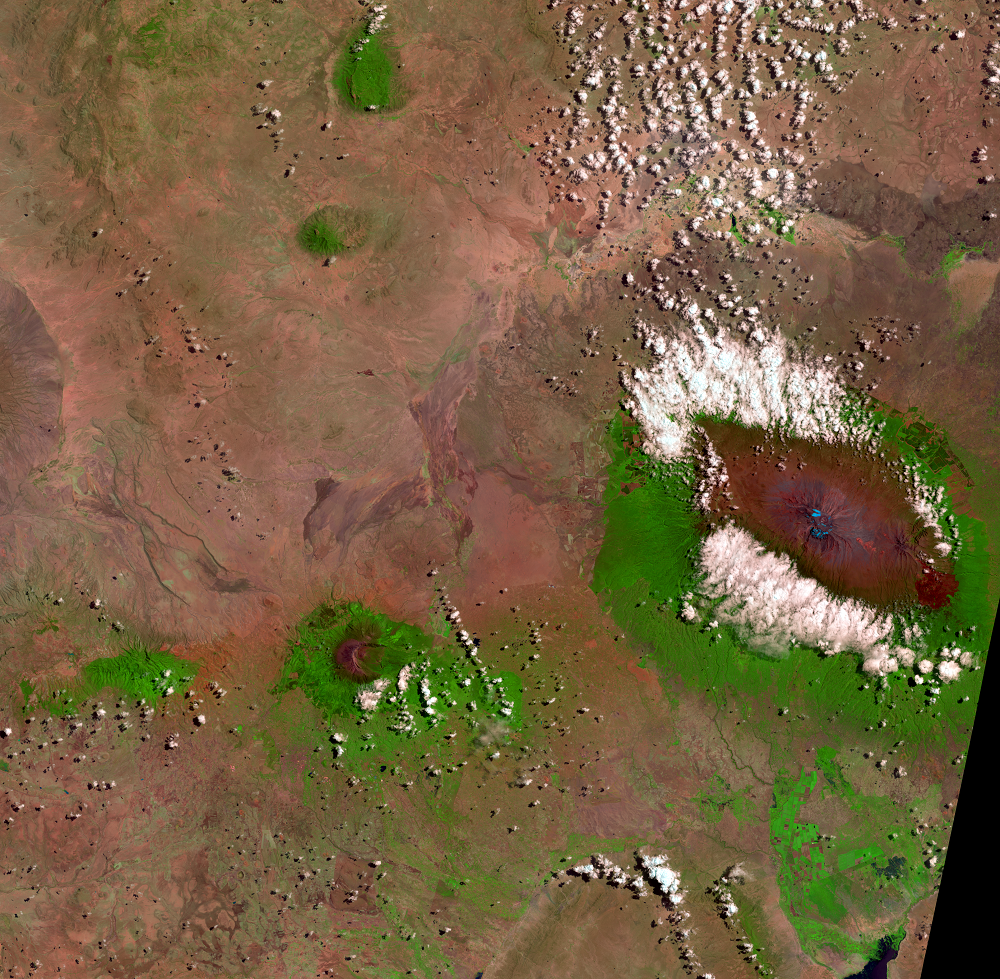 Aug. 27, 2013, Landsat 8 (path/row 168/62) — Mount Kilimanjaro, Tanzania