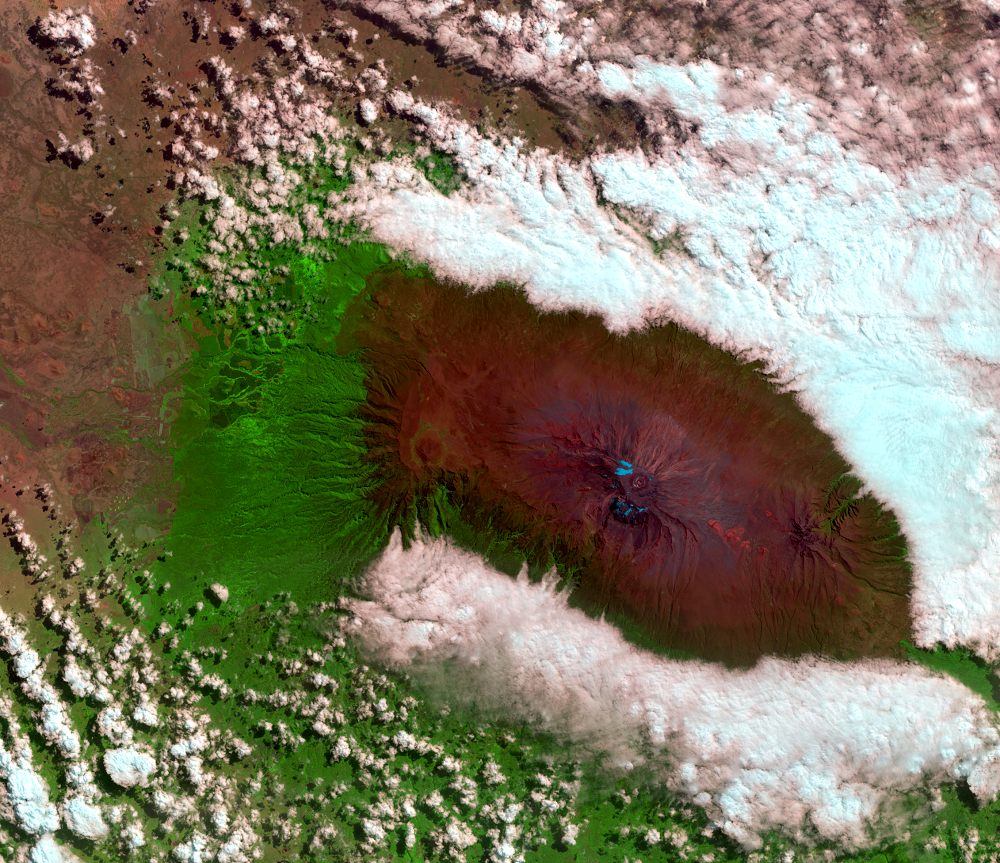 July 27, 2019, Landsat 8 (path/row 168/62) — Mount Kilimanjaro, Tanzania