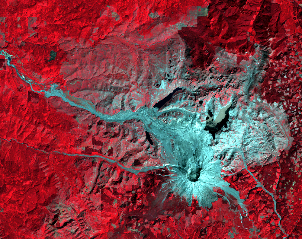 Aug. 31, 1988, Landsat 5 (path/row 46/28) — Mount St. Helens close up