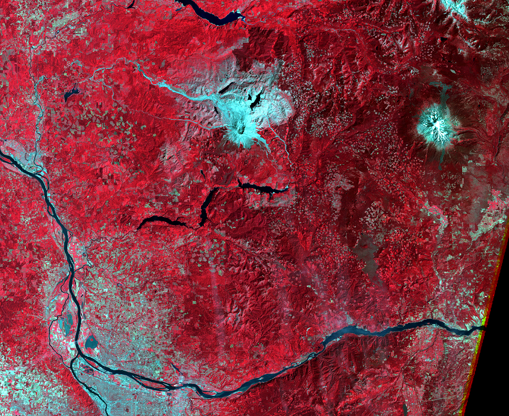 Aug. 10, 1992, Landsat 5 (path/row 46/28) — Mount St. Helens, Washington, USA