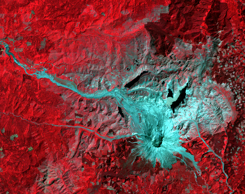 Aug. 10, 1992, Landsat 5 (path/row 46/28) — Mount St. Helens close up