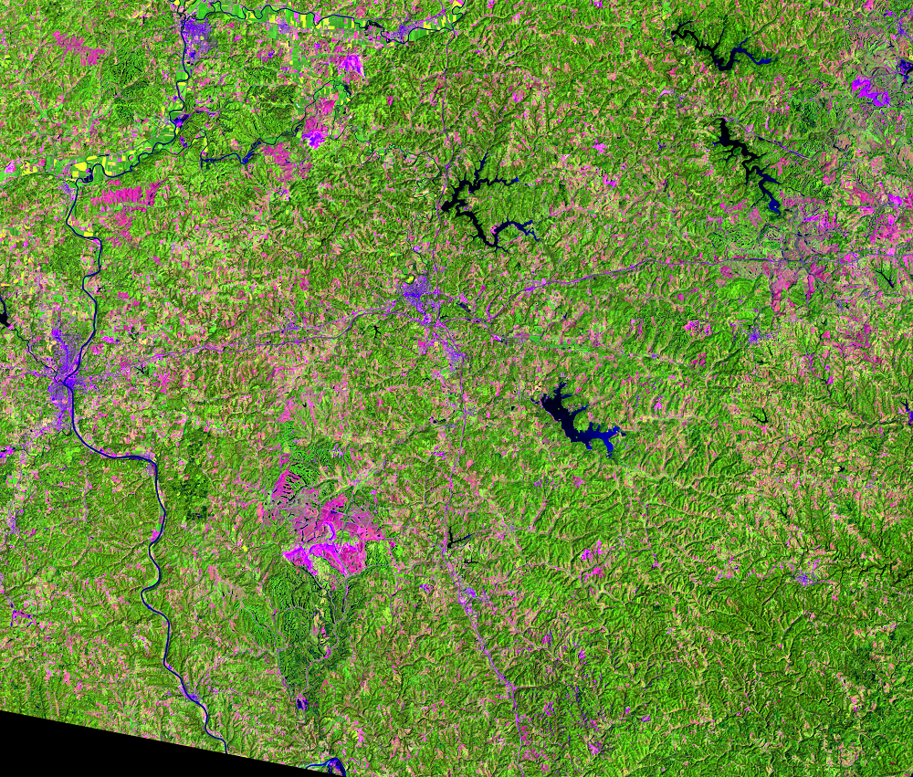 Aug. 6, 1992, Landsat 5 (path/row 18/32) — Muskingum Mines, Ohio, USA