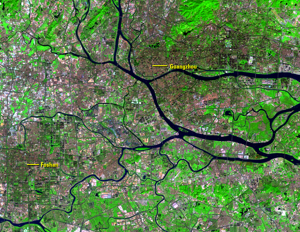 Nov. 14, 2019, Landsat 8 (path/row 122/44) — Guangzhou and Foshan, China