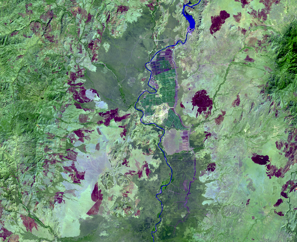 Jan. 3, 2015, Landsat 8 (path/row 170/56) — Sugar plantations, lower Omo River Valley, Ethiopia