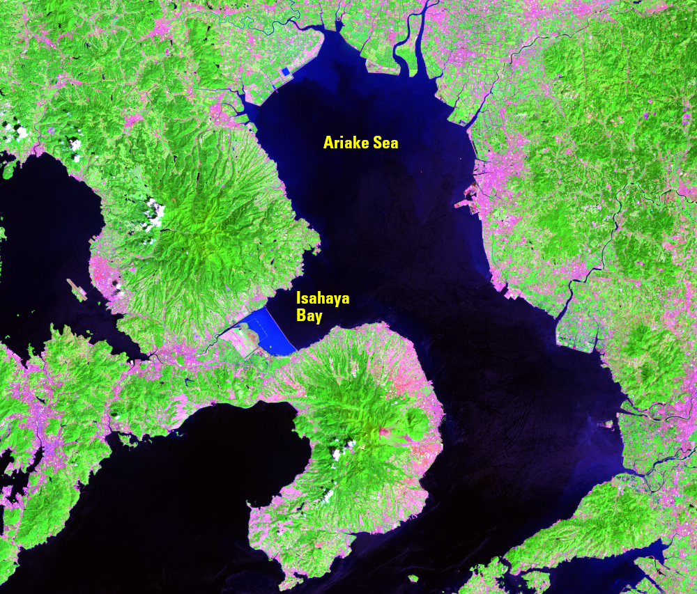 Aug. 29, 2011, Landsat 7 (path/row 113/37) — Ariake Sea, Japan