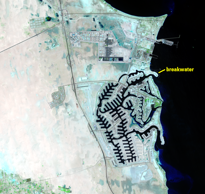 Apr. 6, 2021, Landsat 8 (path/row 165/40) — Sabah Al Ahmad Sea City, Kuwait