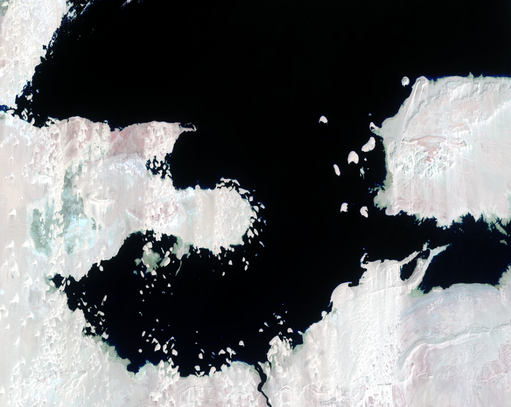 Mar. 24 and 18, 2021, Landsat 8 (path/row 175,176/44) — close up of Toshka Lakes, Egypt