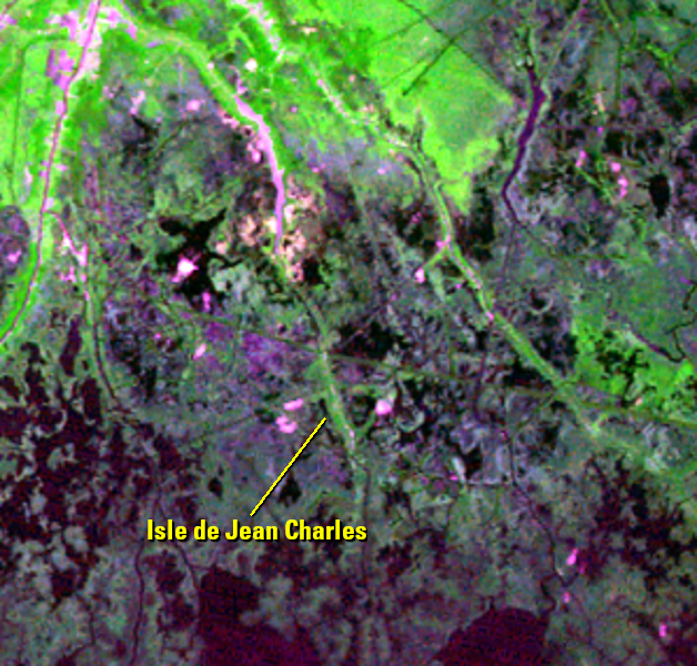 Aug. 7, 1972, Landsat 1 (path/row 23/40) — Isle de Jean Charles, Louisiana, USA