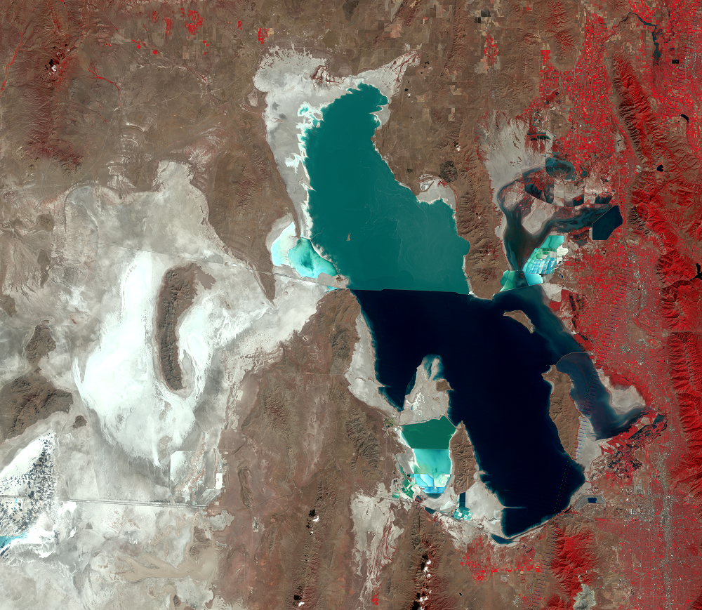 Sept. 8, 15, 2011, Landsat 5 (path/row 38,39/31,32) — Great Salt Lake, Utah, USA