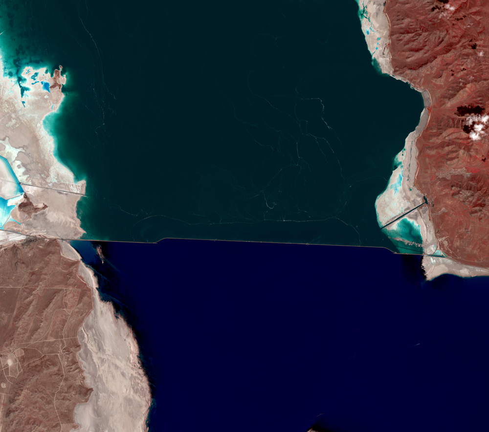 Apr. 28, May 5, 2021, Landsat 8 (path/row 38,39/31,32) — Causeway across Great Salt Lake, Utah, USA