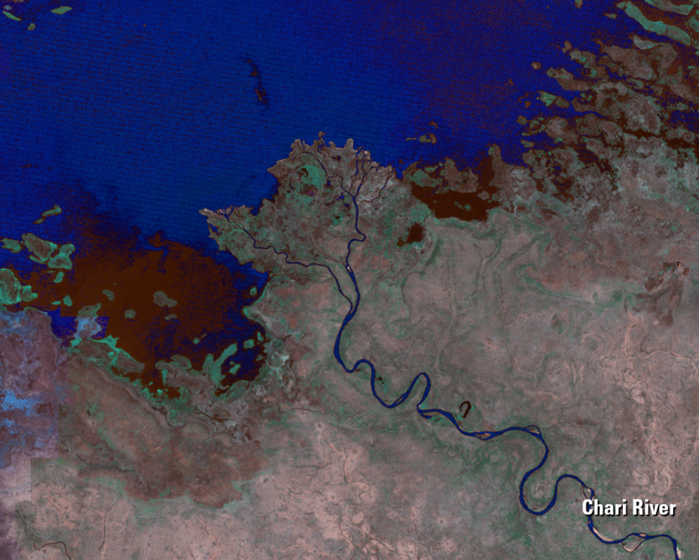 January 1973, Landsat 1 (path/row 198–199/50–51) — Chari River Delta, Lake Chad