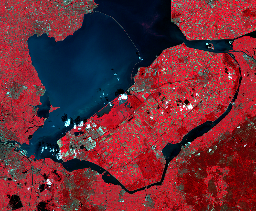 July 30, 1999, Landsat 7 (path/row 198/23,24) — Southern Flevoland and Markerwaard, Netherlands