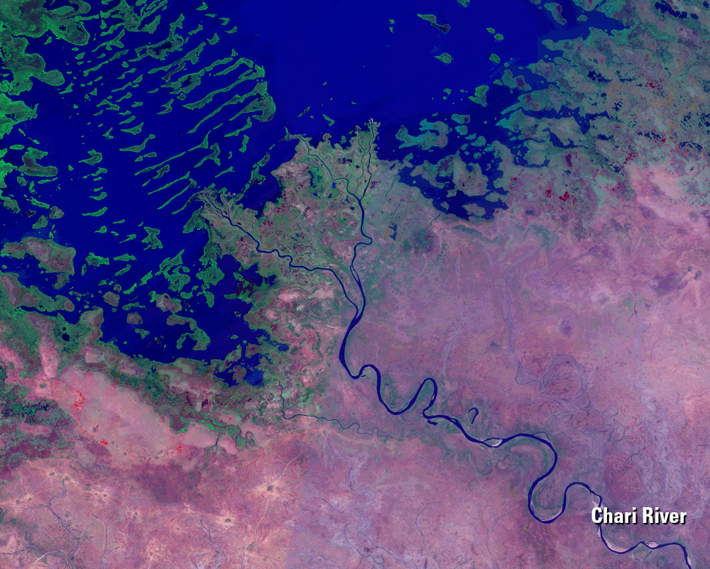 May 2003, Landsat 7 (path/row 184–186/50–51) — Chari River Delta, Lake Chad