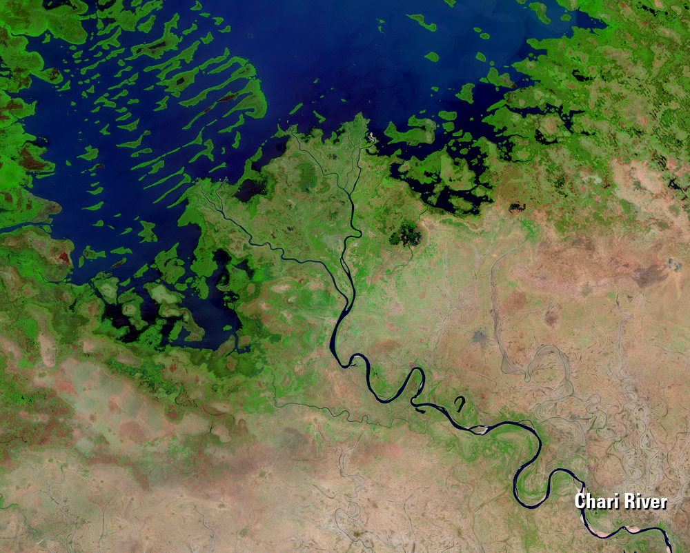 May 2013, Landsat 8 (path/row 184–186/50–52) — Chari River Delta, Lake Chad