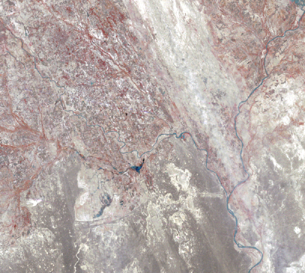 Nov. 14, 1976, Landsat 2 (path/row 169/38,39) — Zabol and Chah-Nimeh reservoirs, Iran