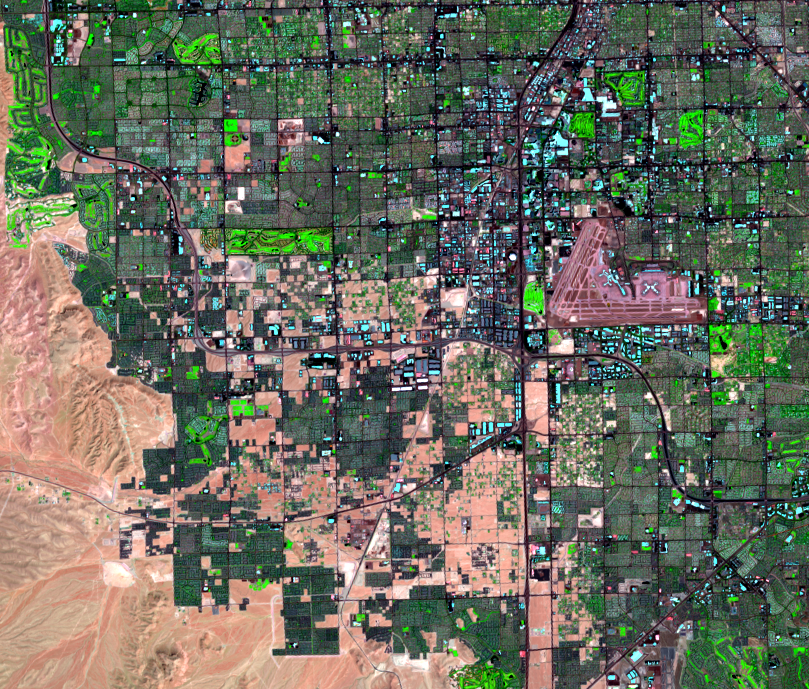 Aug. 9, 2021, Landsat 8 (path/row 39/35) — southwestern Las Vegas, Nevada, USA