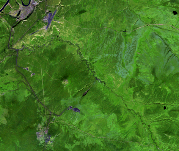 Aug. 13, 1991, Landsat 5 (path/row 122/12) — Batagaika Crater, Russia