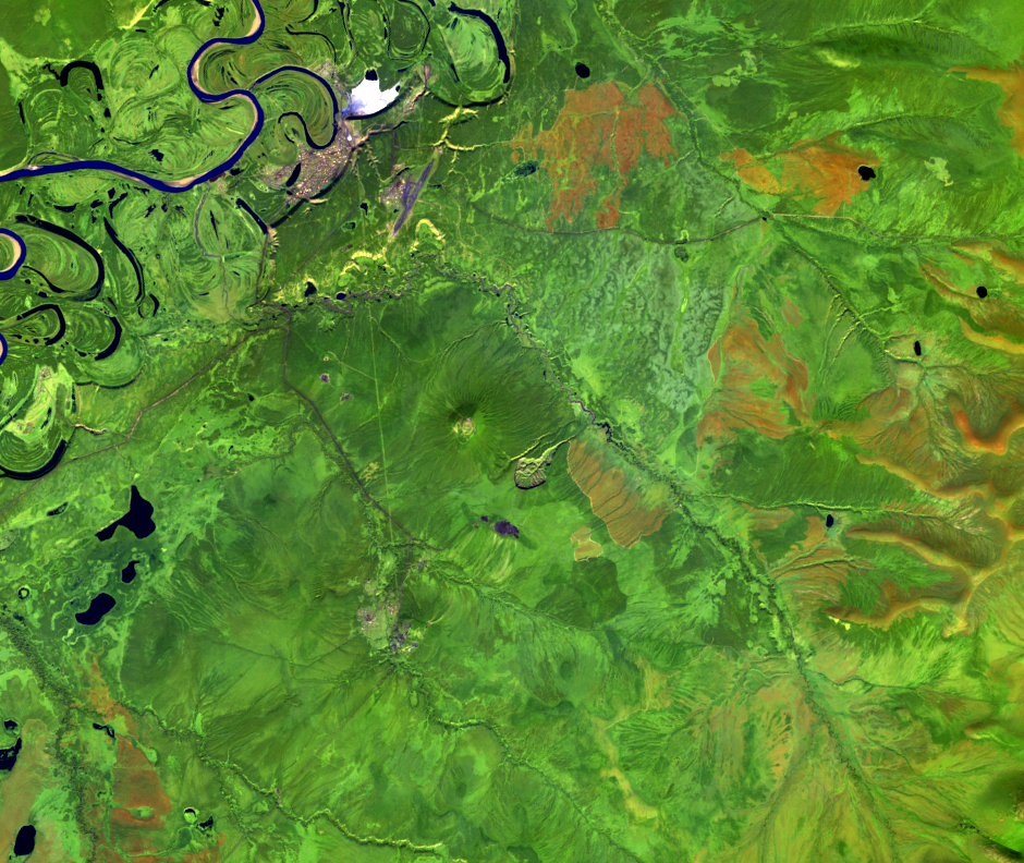 Aug. 8, 2021, Landsat 8 (path/row 122/13) — Batagaika Crater, Russia