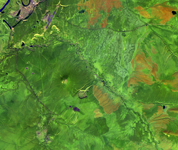 Aug. 8, 2021, Landsat 8 (path/row 121/13) — Batagaika Crater, Russia