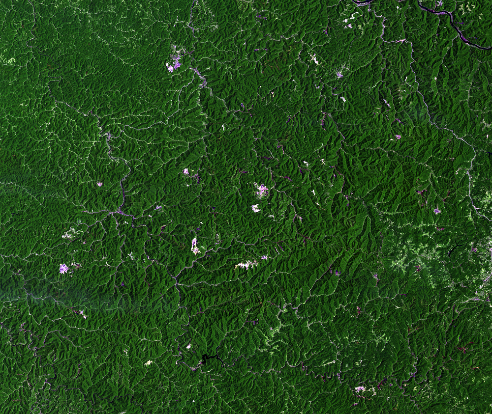 June 19, 1986, Landsat 5 (path/row 18/34) — Mountaintop mining, West Virginia, USA