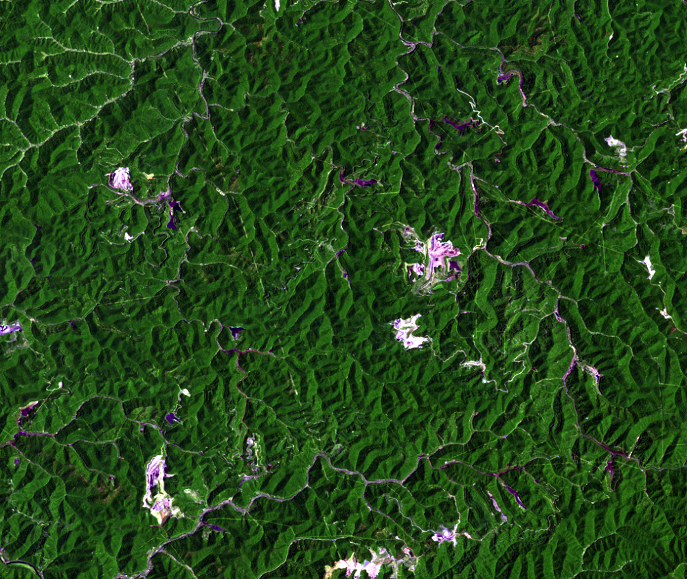 June 19, 1986, Landsat 5 (path/row 18/34) — Mining reclamation, West Virginia, USA