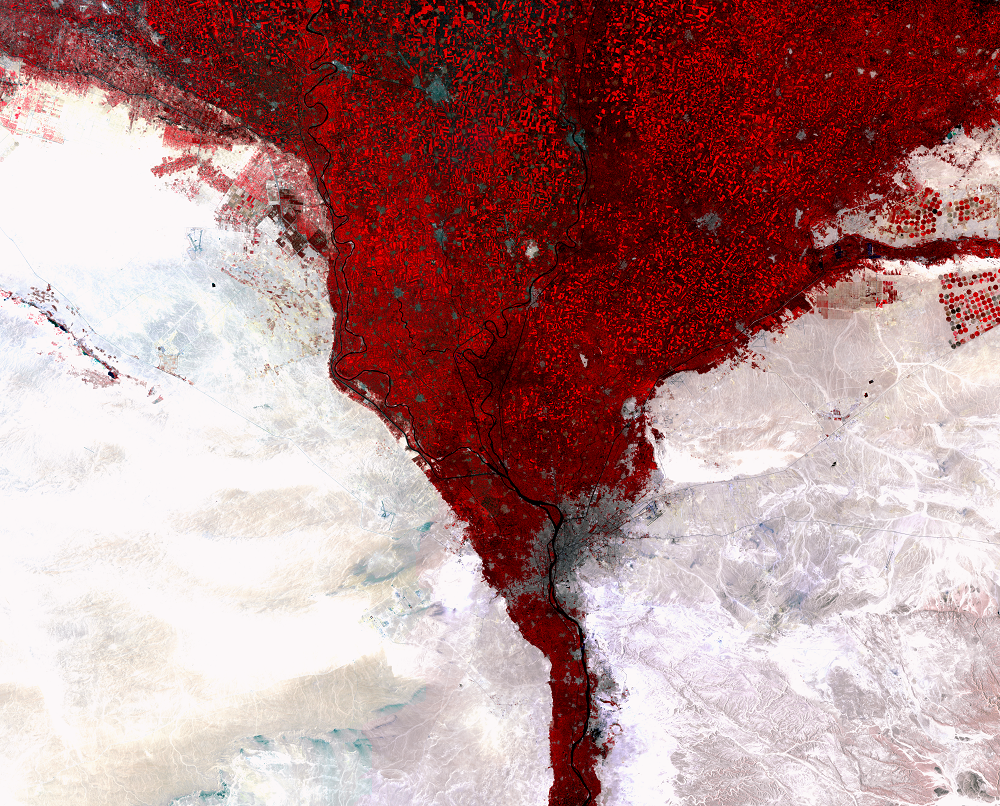 July 18 and 27, 1987, Landsat 5 (path/row 176,177/39) — Nile River Delta, Egypt